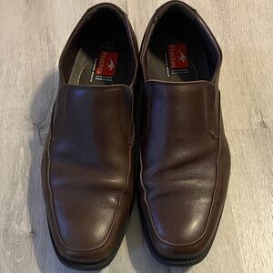 Fluchos Men's Brown Leather Slip-On Loafers. Made in Spain.